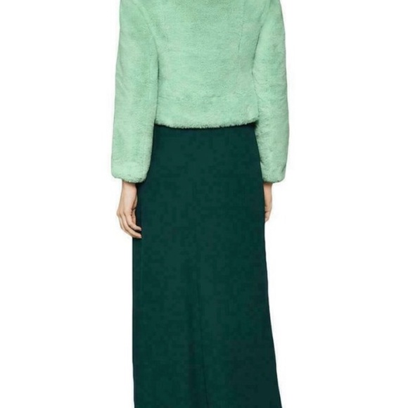 BCBGMAXAZRIA $338 “Violet” Faux Fur Moto Jacket In Pistachio Size XS - Picture 4 of 17